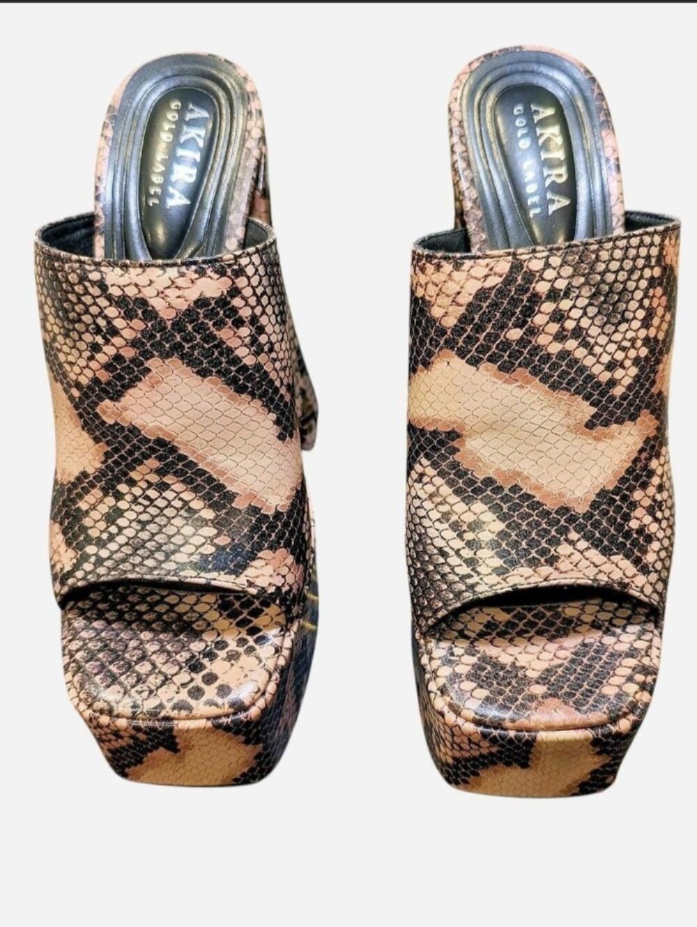 NIB AZALEA WANG FIKILE BLACKSNAKE PLATFORM MULES Size 8 - Picture 2 of 8